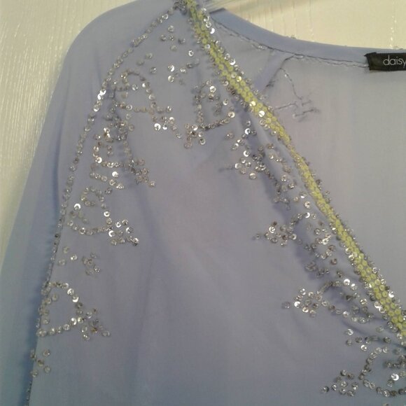 Daisy Fuentes Beaded Longsleeve Light Blue Top XL-XXL - Picture 4 of 16